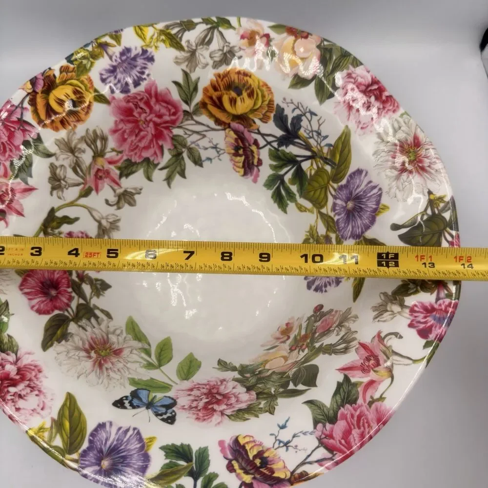 Michel Design Works Peony 14” Large Melamine Serving Salad Bowl Floral Butterfly